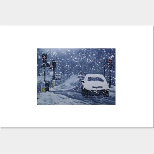 Cars In Snow Posters and Art